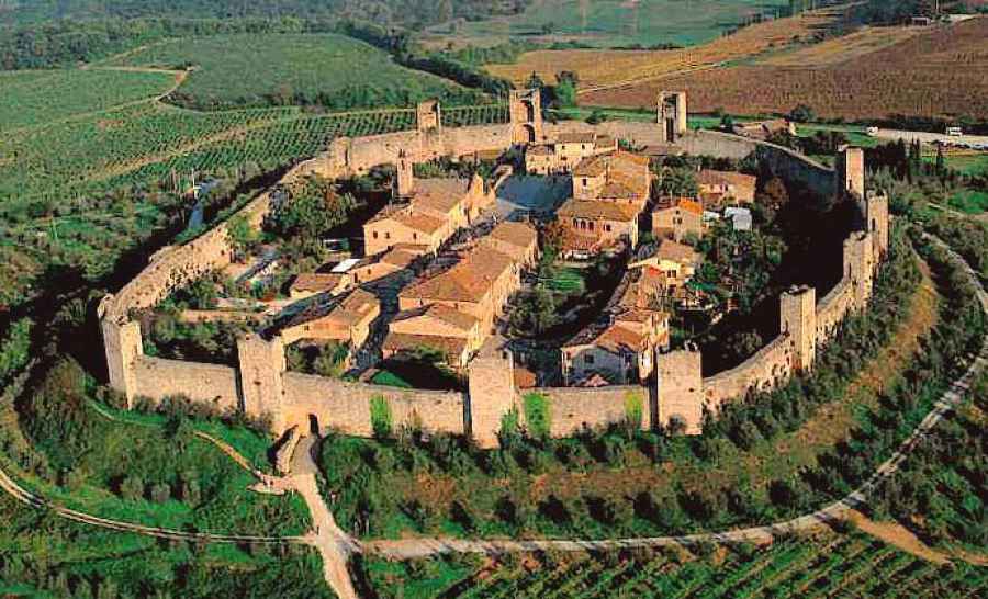 The medieval walled town of Monteriggioni