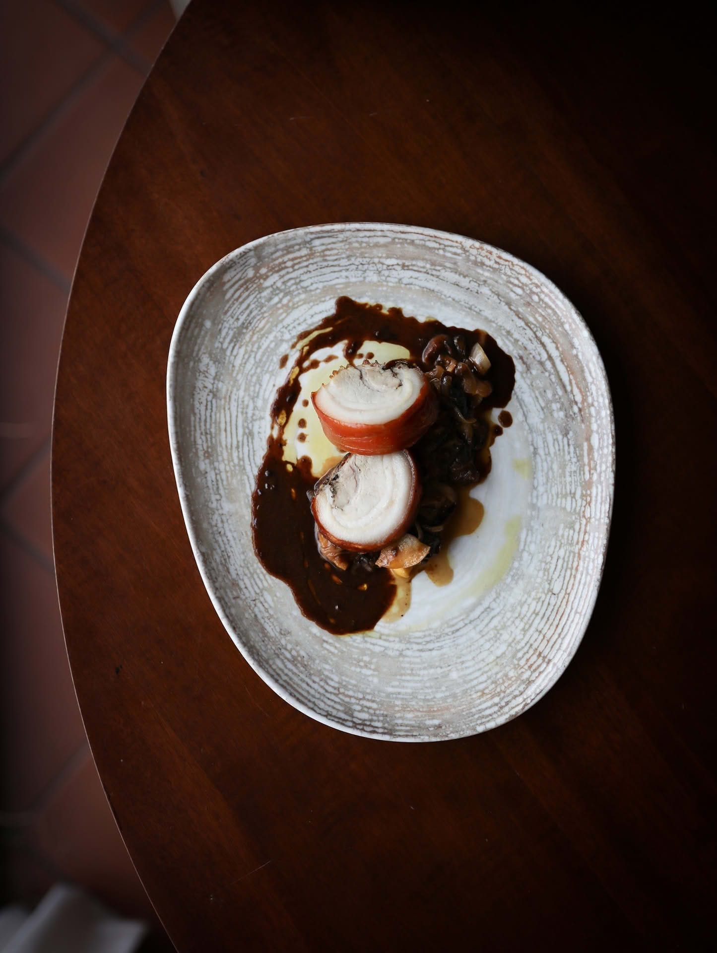 Detail of a dish at the Casolare Terre Rosse Restaurant