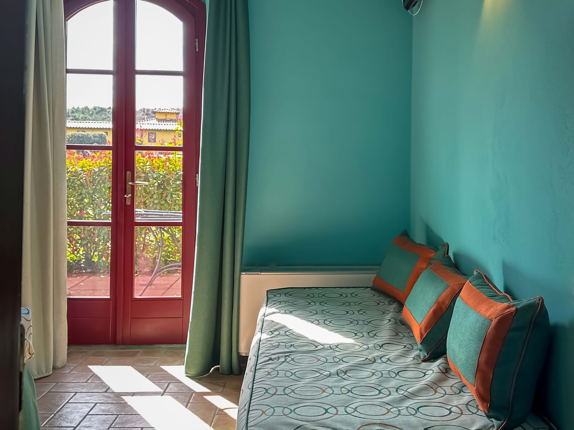 Detail of the extra bed in the Cipresso Apartment at Casolare Terre Rosse