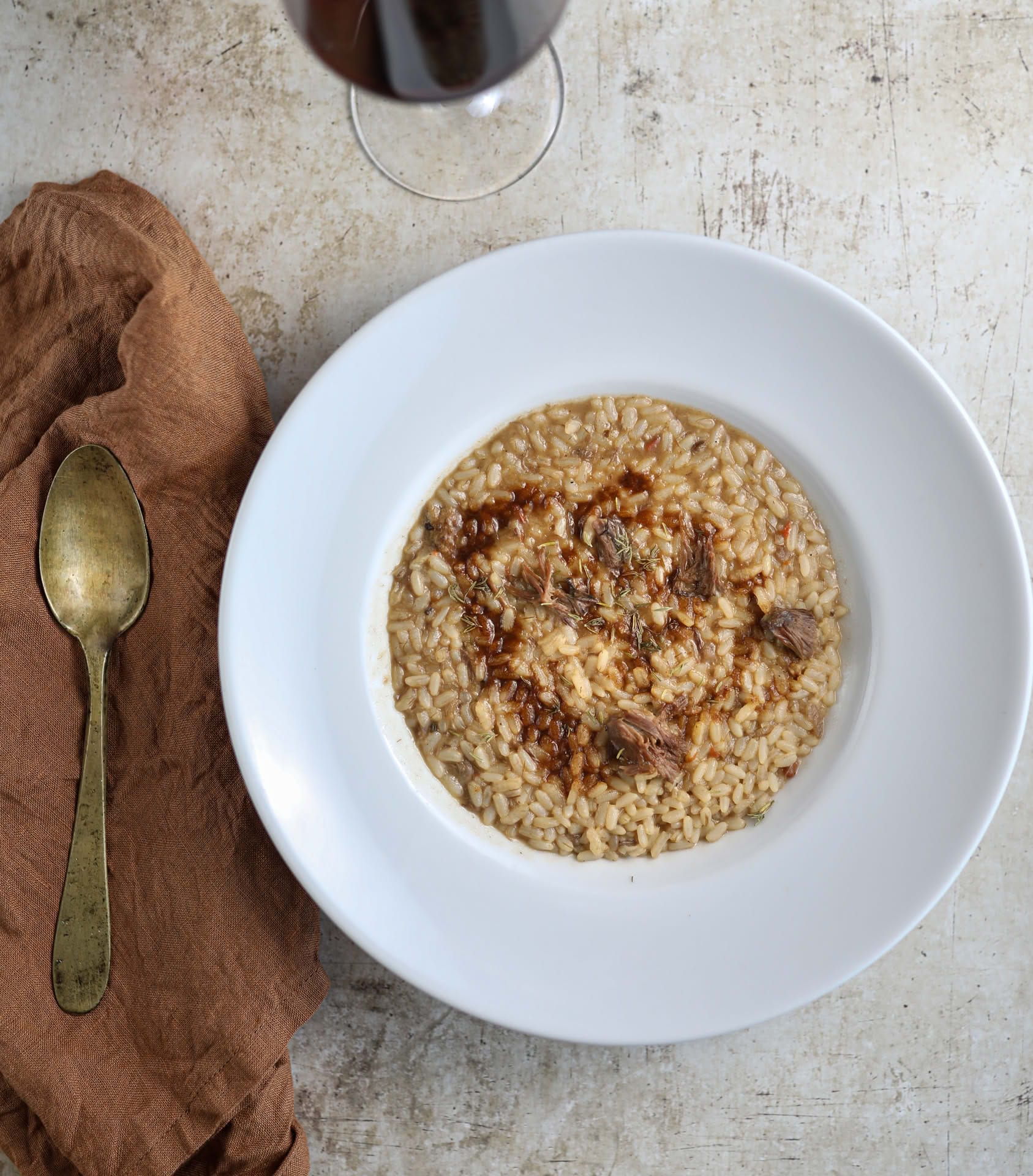 Detail of a risotto dish at the Casolare Terre Rosse Restaurant
