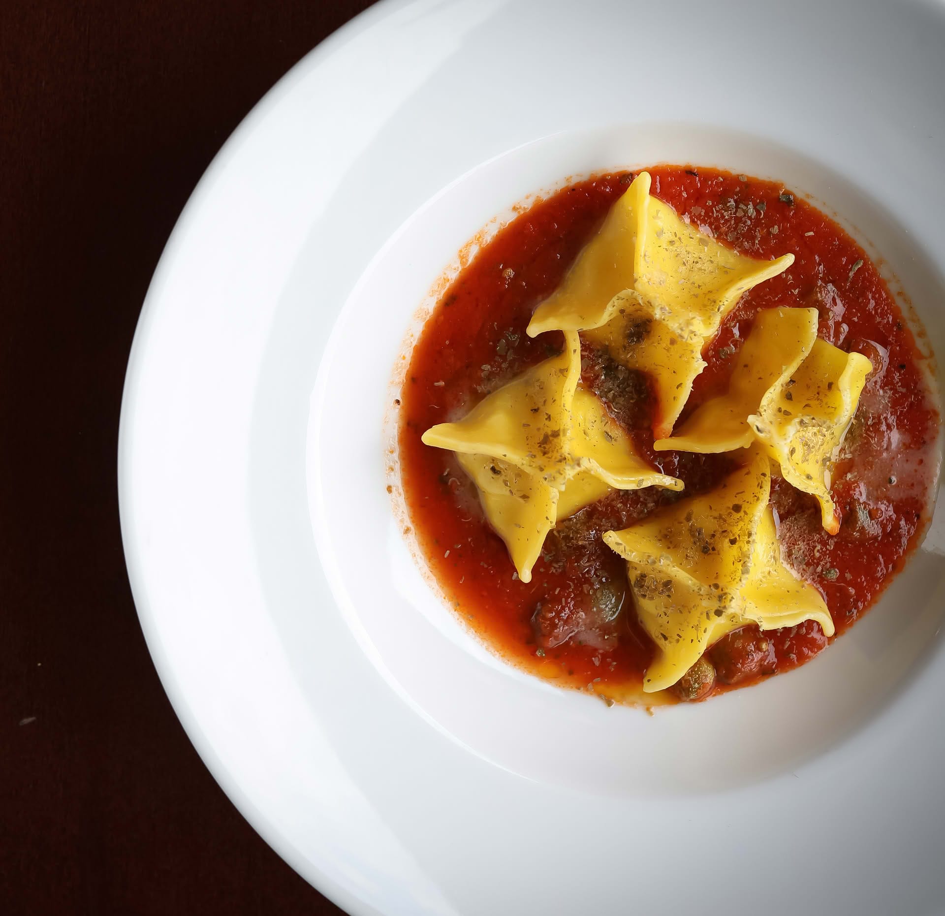 Detail of the first course at the Casolare Terre Rosse Restaurant